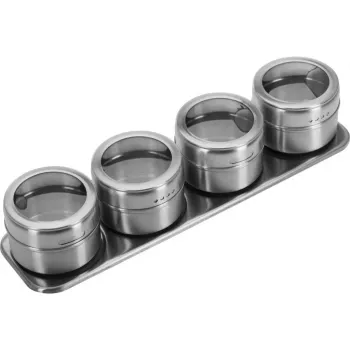 WESTMARK set de tabla para especias, 5 piezas, tabla de bambú con 4 recipientes de vidrio, 90 ml cada uno 65152260