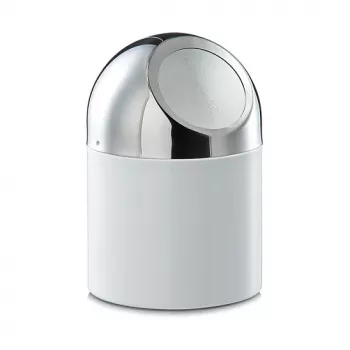 Zeller cubo de basura de mesa 1,2 L blanco con tapa basculante de acero inoxidable 27203