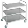APS 11979 Carro de servir de acero inoxidable con 3 niveles, 91x59 cm, capacidad de carga 120 kg, ruedas giratorias con frenos