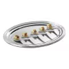 APS CLASSIC Bandeja de servir rectangular 460x340mm plateada niquelada y cromada metal con líneas