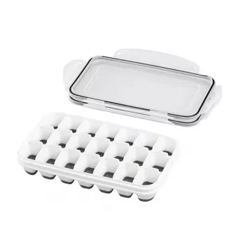 APS Cubitera con tapa, transparente/gris, set de 2, polipropileno, apta para lavavajillas 36103