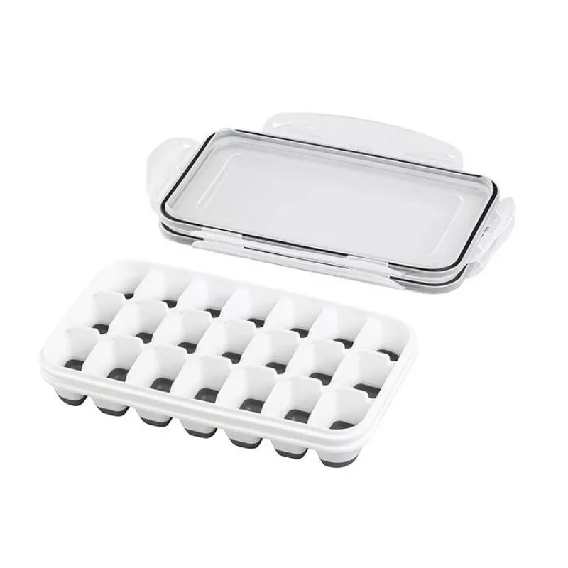 APS Cubitera con tapa, transparente/gris, set de 2, polipropileno, apta para lavavajillas 36103