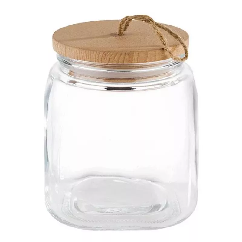APS Tarro de conserva de cristal Woody 2L con tapa de madera de acacia 82256