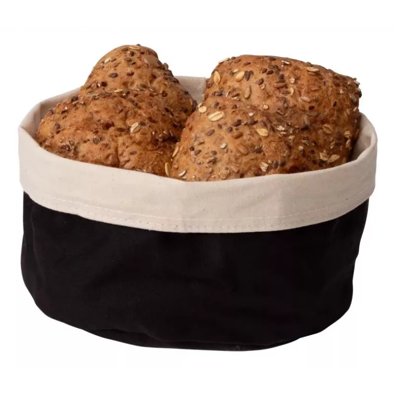 APS Bolsa para pan, diámetro 200 mm, beige claro/negro, algodón, lavable a máquina hasta 30°C, reversible, 1 ud. 30351