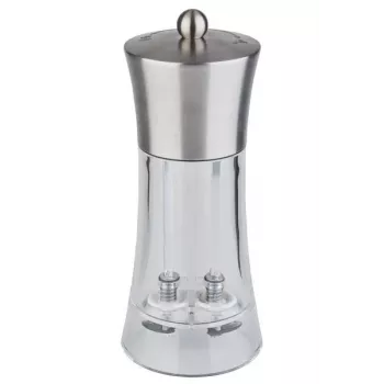 APS 40545 Molinillo de sal y pimienta 2 en 1 18,5 cm acero inoxidable acrílico