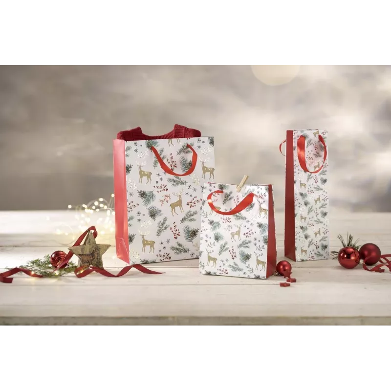 SIGEL GT121 Bolsas de regalo Navidad, motivos acuarela, grandes, 26 x 33 x 12 cm, set de 5