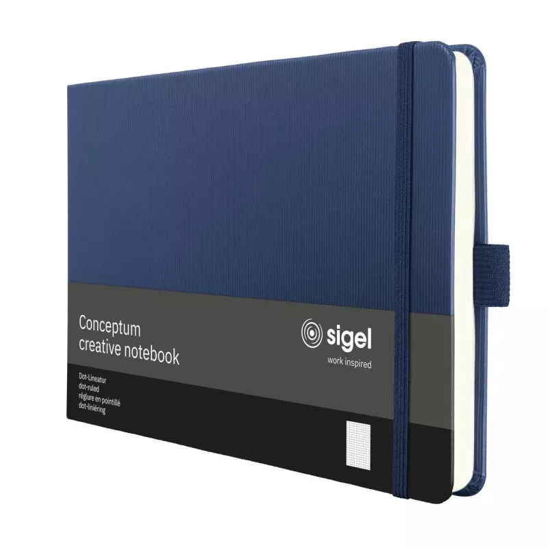 SIGEL Conceptum Cuaderno A5 apaisado punteado azul oscuro tapa dura 132 páginas CO207