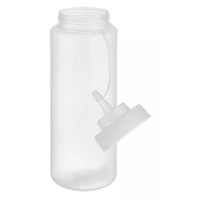 APS Botella dosificadora 1025 ml transparente polietileno con tapón de rosca y tapa - 1 ud. (93259)