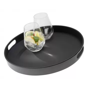 APS Bistro Bandeja redonda, negra, 35,5 cm, melamina, apilable, apta para lavavajillas (84045)