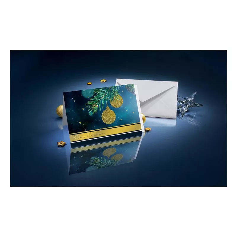 Sigel DS065 Tarjetas de Navidad Golden Glitter con sobres, DIN A6, 10 uds.
