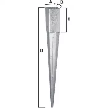 Alberts anclaje de suelo para postes de madera 71x71 mm longitud 900 mm acero galvanizado en caliente 211295