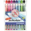 Schneider Slider Basic set de bolígrafos - 8 colores diferentes, punta extragruesa de 1,4 mm, tecnología Viscoglide, zona de agarre ergonómica engomada, clip de acero inoxidable 151298