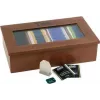 APS 11574 caja de té de madera, 6 compartimentos, marrón rojizo