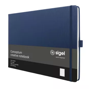 SIGEL Conceptum cuaderno A4 apaisado punteado azul oscuro tapa dura 132 páginas CO206