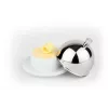APS Mantequera, cuenco de porcelana con tapa de acero inoxidable 18/8, 180 x 130 x 70 mm, blanco/plata, 1 ud. 15921