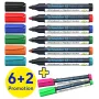 Schneider Maxx 290 rotuladores para pizarra blanca y flipchart set de 8 colores surtidos, punta redonda 2,0-3,0 mm 129098