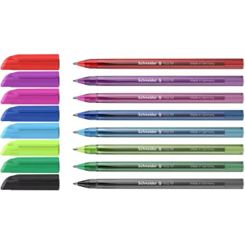 Schneider Vizz M set de bolígrafos de 8 colores diferentes, Medium 0,5 mm, agarre engomado, tecnología Viscoglide 102298