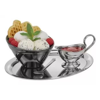 APS Bandeja de servir KAFFEEHAUS, ovalada, acero inoxidable, pulido brillante, borde replegado, 1 ud. (30117)
