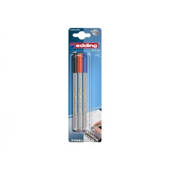 Edding 4-89-3-1999 Set de rotuladores fineliners, 0,3 mm, negro, rojo, azul (3 rotuladores)