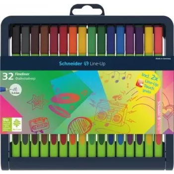 Set de rotuladores fineliner Schneider Edding Line-Up, 32 colores diferentes, punta recubierta de metal de 0,3 mm, tinta a base de agua, cuerpo ergonómico triangular 191091