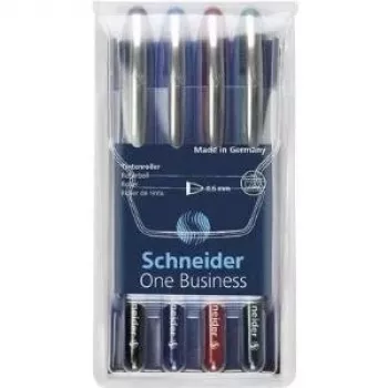 Bolígrafo Schneider Edding One Business Stick, negro/azul/verde/rojo, pack de 4 183094