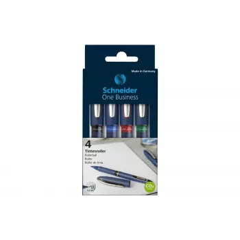 Bolígrafo Schneider Edding One Business Stick, negro/azul/verde/rojo, pack de 4 183094