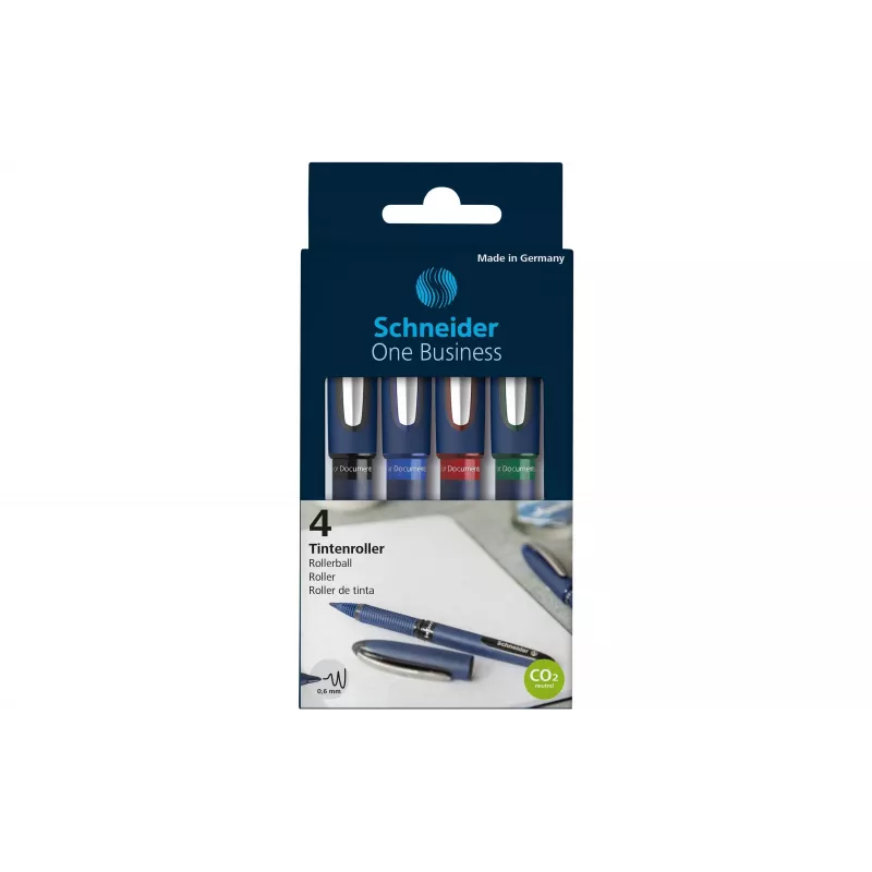 Bolígrafo Schneider Edding One Business Stick, negro/azul/verde/rojo, pack de 4 183094