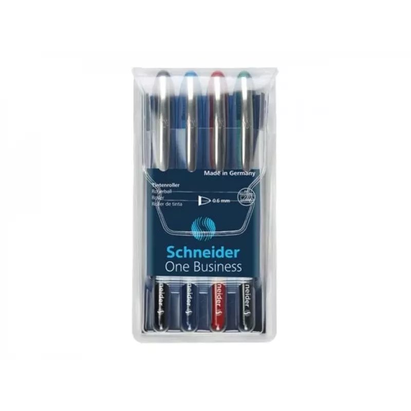 Bolígrafo Schneider Edding One Business Stick, negro/azul/verde/rojo, pack de 4 183094