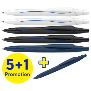 Set de bolígrafos Schneider Reco con 6 bolígrafos, tinta azul, carcasas de colores variados, punta mediana 131886