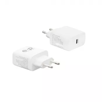 Cargador de pared E+P AC221 USB-C GaN 65W Smart IC blanco