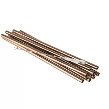 APS pajita de acero inoxidable, cobre, 215 mm, reutilizable, irrompible, 1 ud. 93383