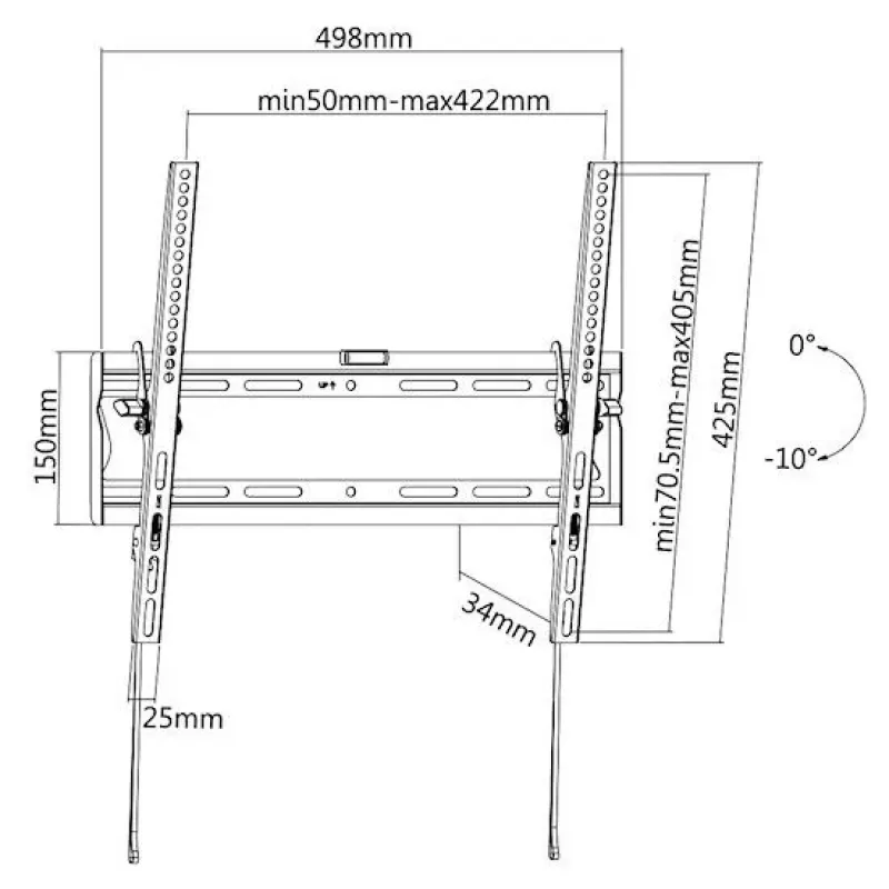 E+P soporte de pared inclinable para pantallas de 32-65