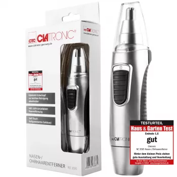Clatronic NE 3595 recortador de pelo de nariz y orejas con luz de precisión, cabezal de corte de acero inoxidable extraíble (263687)