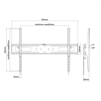 E+P soporte de pared inclinable para pantallas de 55-100 inch, negro WHS217 5625517