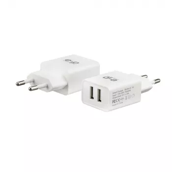 E+P AC102 cargador de pared USB 2 puertos 2,4A 12W blanco