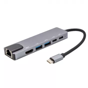 E+P adaptador multipuerto USB-C 6 en 1 MPA6 negro/plata