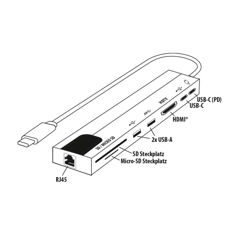 E+P adaptador multipuerto USB-C 8 en 1 MPA8 negro/plata