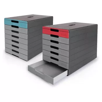 DURABLE IDEALBOX PLUS cajonera, 7 cajones, DIN A4, gris/azul, poliestireno 776306