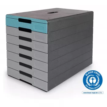 DURABLE IDEALBOX PLUS cajonera, 7 cajones, DIN A4, gris/azul, poliestireno 776306