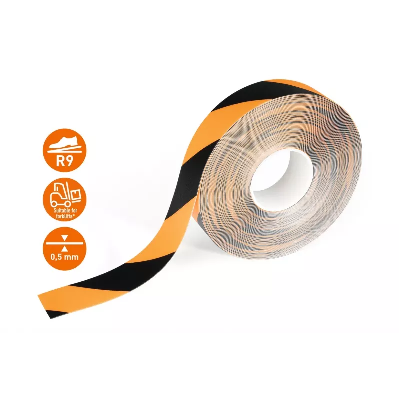 DURABLE DURALINE 50/05 cinta autoadhesiva de señalización de suelo naranja/negro a rayas 50mm x 5m 1021130