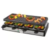 Clatronic RG 3757 Grill raclette, rectangular, plancha de grill acanalada 42x21 cm, 8 sartenes de raclette, 1400 W, acero inoxidable/plástico 263946