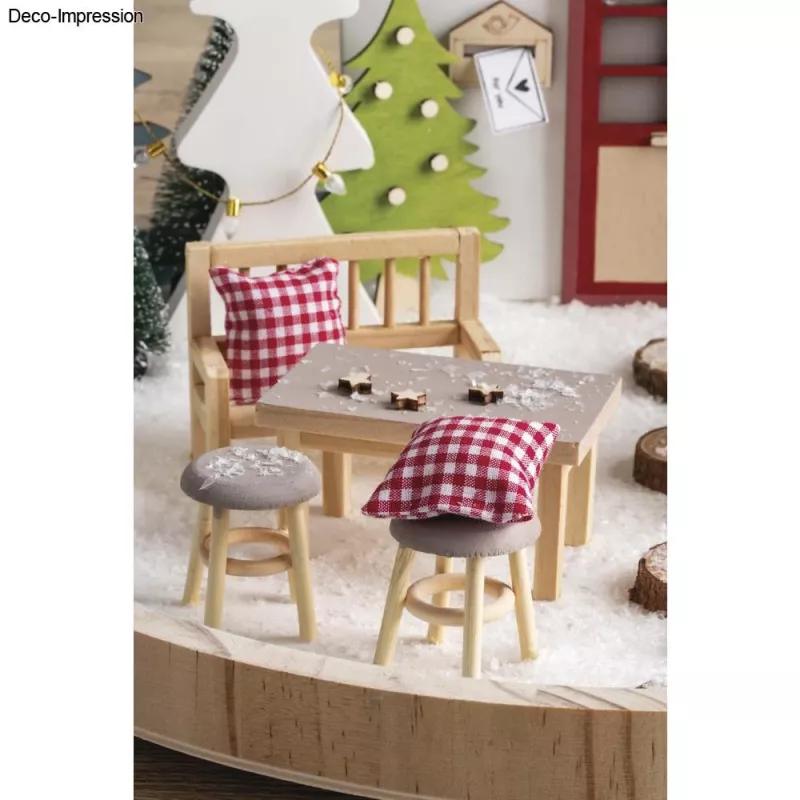 Rayher Mesa de duende con 2 taburetes, madera natural, set de 3 piezas 46819505