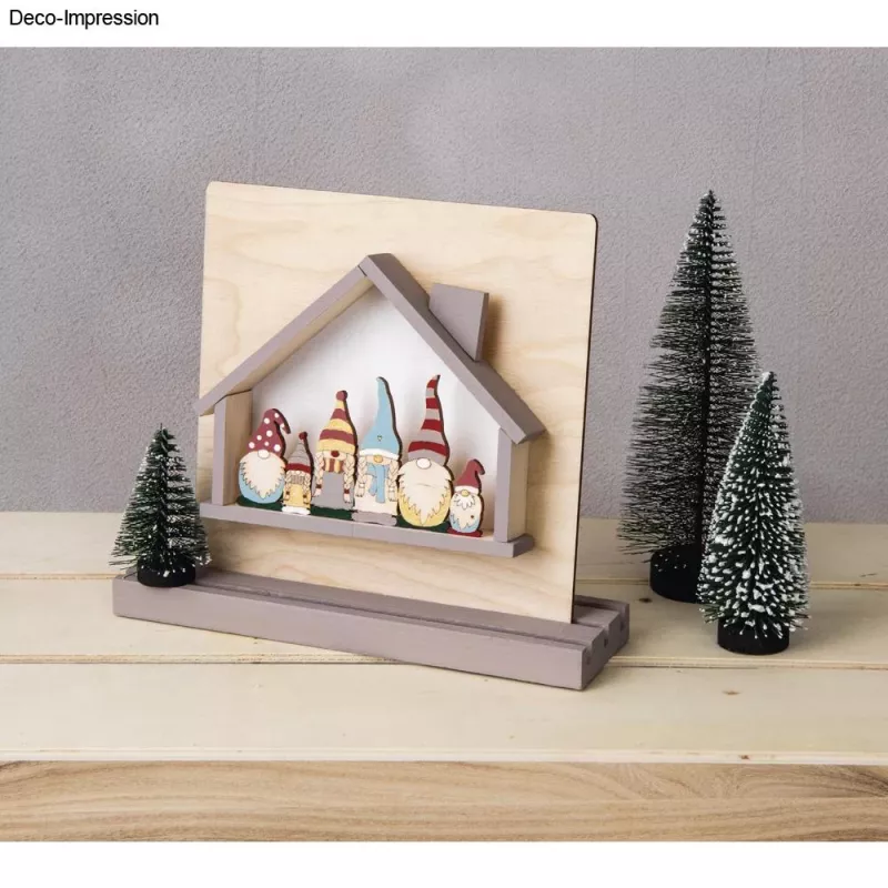 Rayher artículo decorativo listón de madera familia de duendes, 2 uds. (46805505)