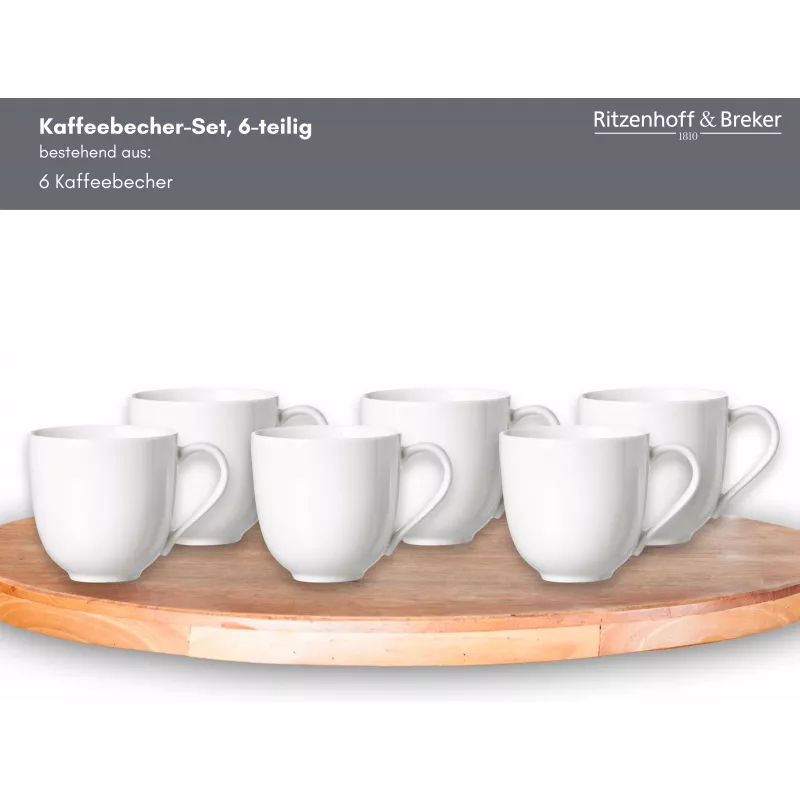 Ritzenhoff & Breker Skagen tazas de café de porcelana blancas 440 ml set de 6 317329