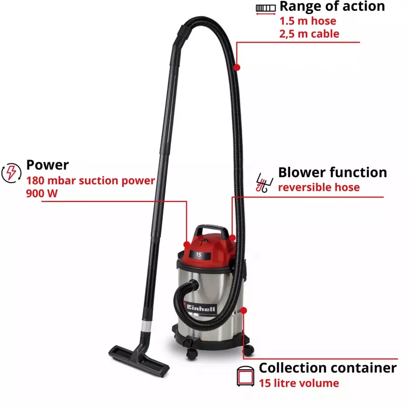 Einhell TC-VC 1540 S aspirador en húmedo y seco 15 L 1500 W 2347405