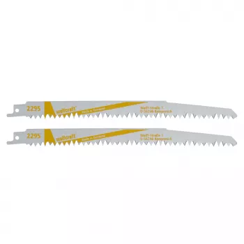 Wolfcraft 2295000 hojas de sierra de sable 230 mm, pack de 2, HCS, 6 TPI, para madera y plástico