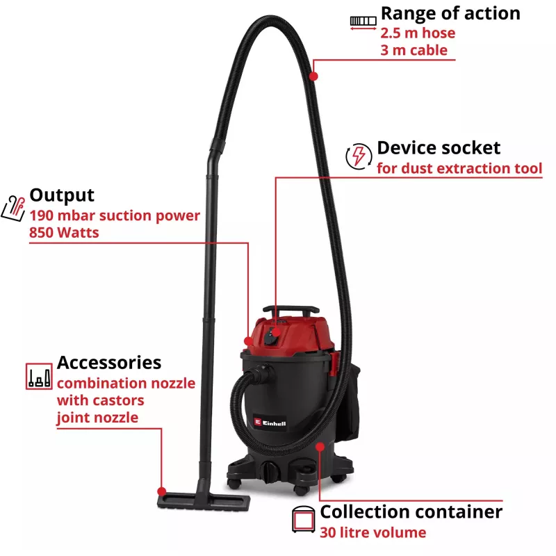 Einhell TC-VC 3055 A aspirador en húmedo y seco 30 L acero inoxidable 1500 W 2347430