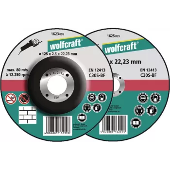 Wolfcraft 1623300 disco de corte con centro deprimido 125 mm x 22,23 mm x 1,2 mm, pack de 5