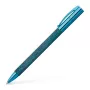 Faber-Castell Ambition Bolígrafo – Cuerpo de madera azul, tinta negra, anillo decorativo cromado 148035