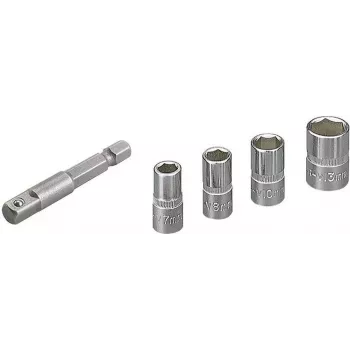 Wolfcraft 2413000 Juego de 5 llaves de vaso hexagonales exteriores, accionamiento de 1/4 pulgadas, acero cromo-vanadio